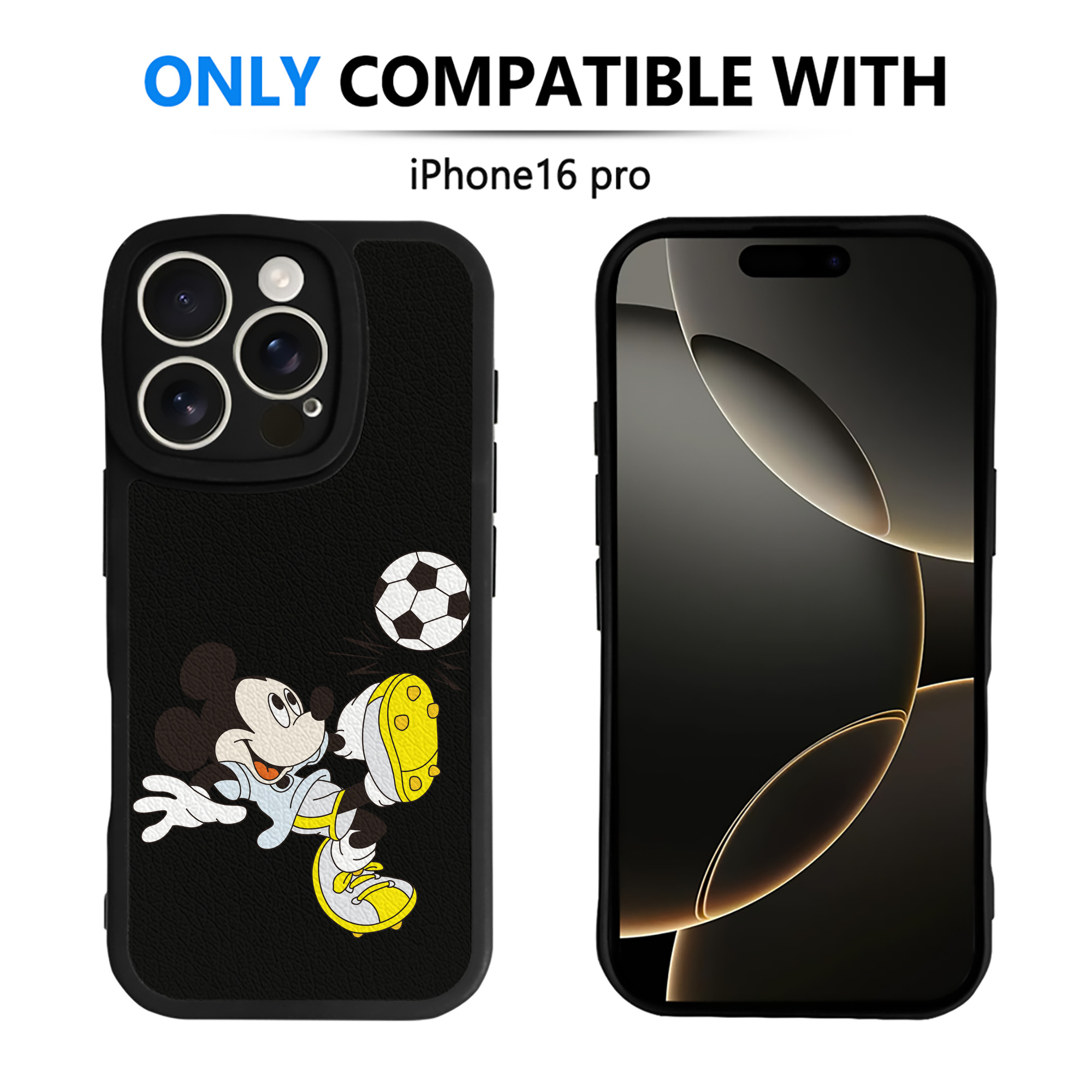 （画像用） ミッキーマウス Mickey Mouse 【iPhone 16シリーズ対応】シリコンスマホケース（レザー調） 材質：シリコン